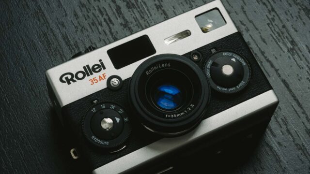 Product image shows the new Rollei 35AF film camera, expected from October 2024.